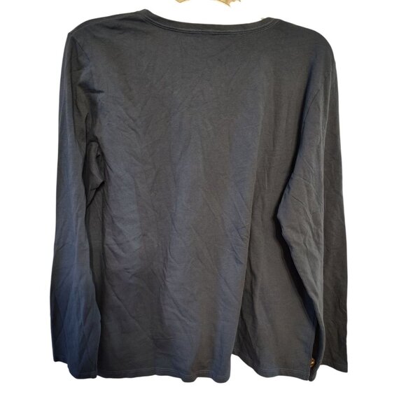 Life is Good XXL Daisy Flower V-Neck Long Sleeve Tee, Blue Gray Water Droplets - Picture 4 of 4